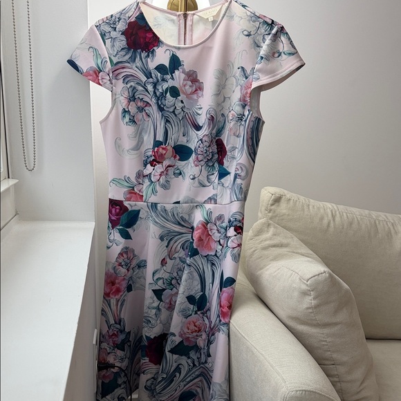 Ted Baker Pink and Blue Floral Midi Dress - Picture 3 of 7